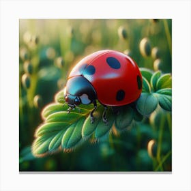 Ladybug On A Leaf Canvas Print