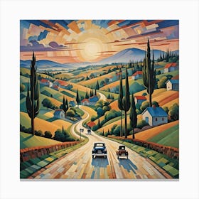 Driving at Dusk Cubism  Canvas Print