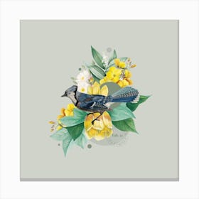 Flora & Fauna with Blue Jay 1 Canvas Print