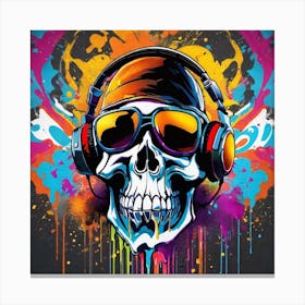 Skull With Headphones 49 Canvas Print
