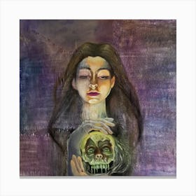 Woman Holding A Skull Canvas Print
