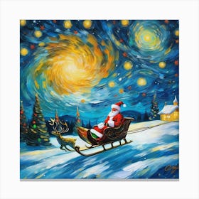 Santa Claus In Sleigh Canvas Print