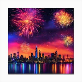 New York City Fireworks Canvas Print