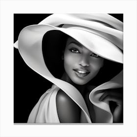 Black Woman In White Hat 1 Canvas Print