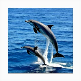 Dolphins Jumping Out Of The Water Canvas Print