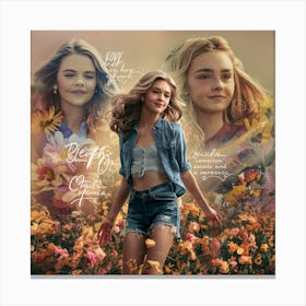 Girl In A Field Of Flowers 2 Canvas Print