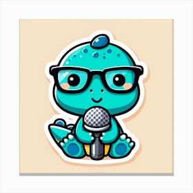 Cartoon Dinosaur With A Microphone Canvas Print