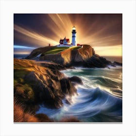 Lighthouse At Sunset 13 Canvas Print