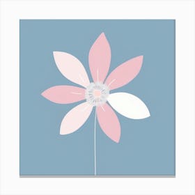 A White And Pink Flower In Minimalist Style Square Composition 107 Canvas Print