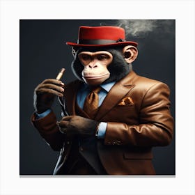 Monkey Smoking A Cigarette Canvas Print