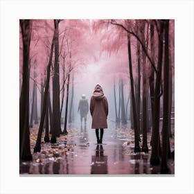 Pink Trees In The Rain Canvas Print