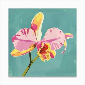 Orchid 1 Square Flower Illustration Canvas Print