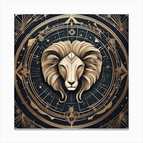 Zodiac Lion Head Canvas Print