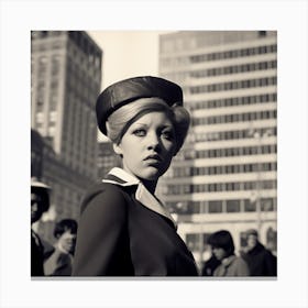 Series: Light Skinned Woman in a Hat (Retro) 1 of 4 Canvas Print