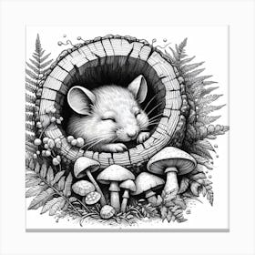 Mouse In A Mushroom Canvas Print