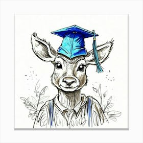 Deer In A Graduation Cap Canvas Print