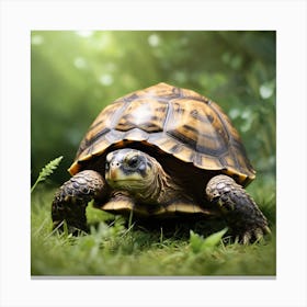 Tortoise walking In The Grass Canvas Print