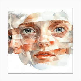 Watercolor Portrait Of A Woman 5 Canvas Print