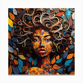 African Woman With Leaves Canvas Print