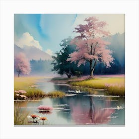 Sakura Trees By Person Canvas Print