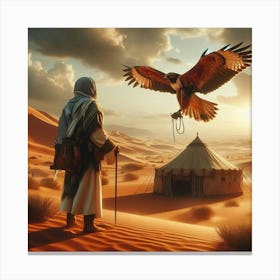 Bedouin With Hunting Hawk Canvas Print