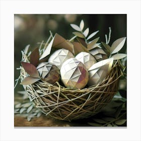 Origami Nest with Geometric Eggs Canvas Print