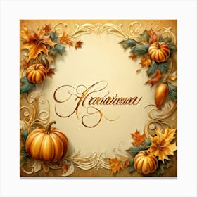 An Elaborate Display Of Calligraphy Gracefully Forming Happy Thanksgiving Greetings Swirling Wit Canvas Print