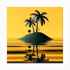 Island with a Palm Tree 3 Canvas Print