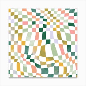 Squares Checker Nostalgic Square Canvas Print