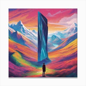 Man Standing In Front Of A Mountain Canvas Print