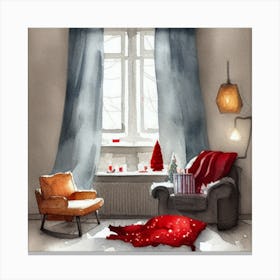 Christmas In The Living Room 1 Canvas Print