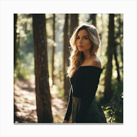 Beautiful Woman In The Forest 3 Canvas Print