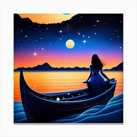 Girl In A Boat Canvas Print