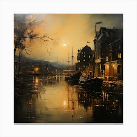 Boat At Night Canvas Print
