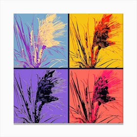 Andy Warhol Style Pop Art Flowers Fountain Grass 3 Square Canvas Print