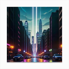 The Modern City Rain Lights and Stories Canvas Print