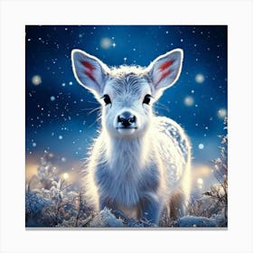 Firefly Adorable Baby Reindeer In A Starry Winter Meadow 21265 (2) Canvas Print