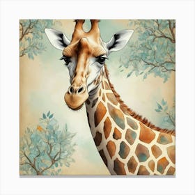 Abstract Pattern Of A Giraffe With Its Head In The Tress art print Canvas Print