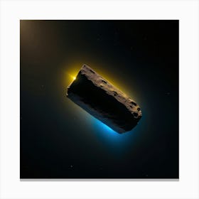 Yellow blue alien artifical asteroid floating in space 4 Canvas Print