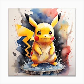 Pokemon Pikachu Watercolor Painting Canvas Print