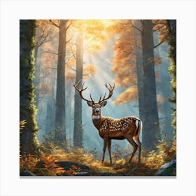 Deer In The Woods 59 Canvas Print