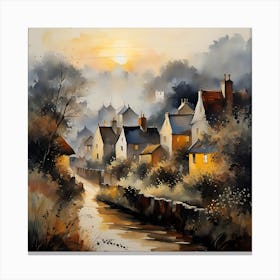 Village At Sunset Canvas Print