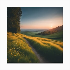 Sunset In The Meadow 4 Canvas Print