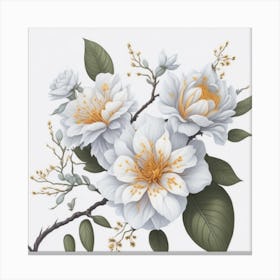White Flowers myluckycharms Canvas Print