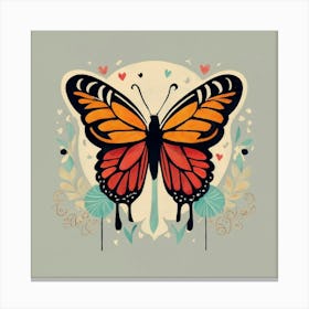 Butterfly On A Grey Background Canvas Print