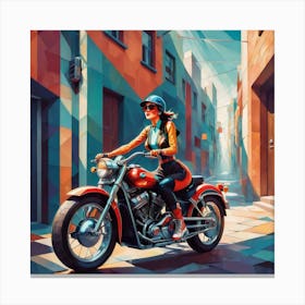 Retro Biker Chick Canvas Print