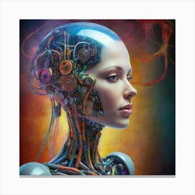 Woman With A Robot Head Canvas Print