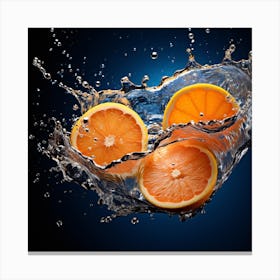 Oranges Splashing Water Canvas Print