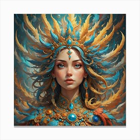 The Feathered Empress: A Tale of Celestial Beauty Canvas Print