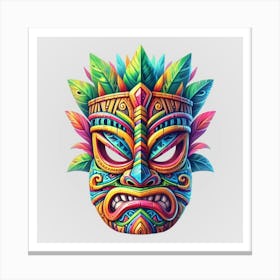 Watercolor Festival Tiki Mask 4 Canvas Print